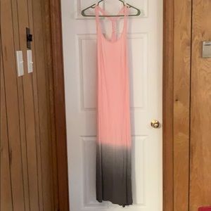 Long maxi pink and grey ombre dress or coverup